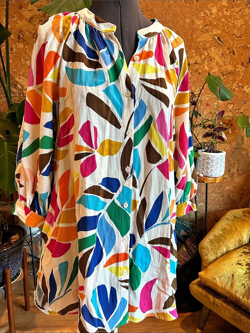 Tabitha Brown Vibrant Abstract Print Tunic Top Size XS Like New